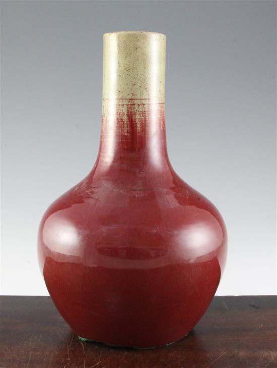 A Chinese sang-de-boeuf glazed bottle vase, Tianqiuping, 18th/19th century, 36cm